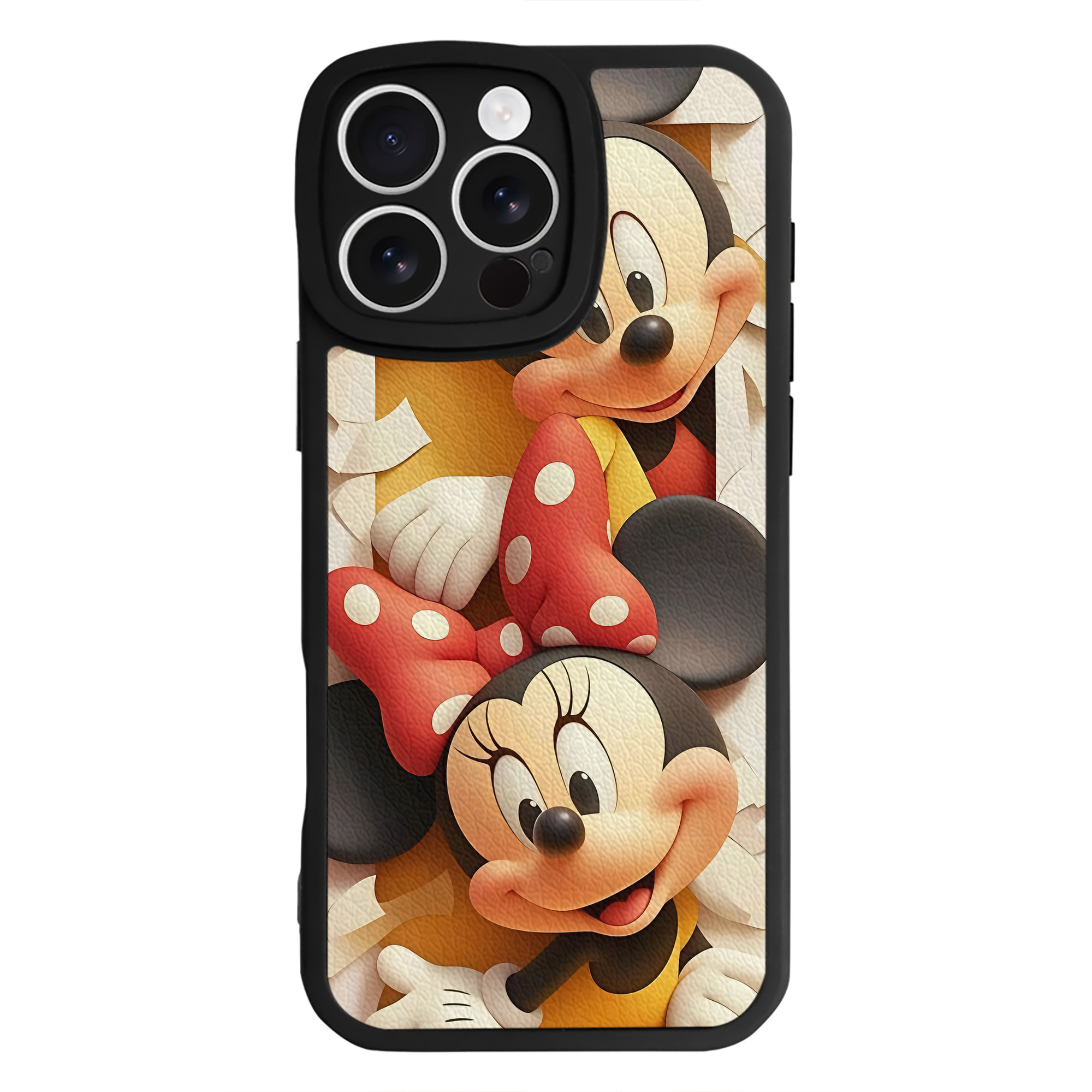 （画像用） ミッキーマウス Mickey Mouse 【iPhone 16シリーズ対応】シリコンスマホケース（レザー調） 材質：シリコン